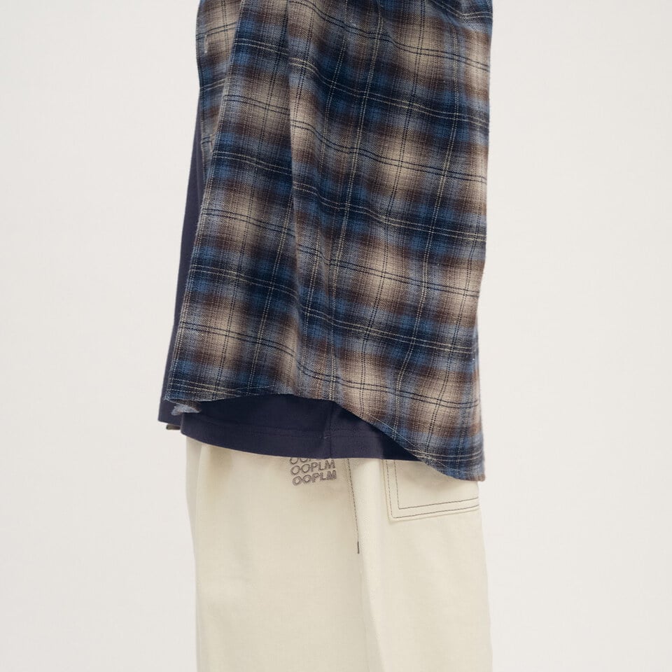 OPM3316-252 臘腸狗狗滑板格紋襯衫