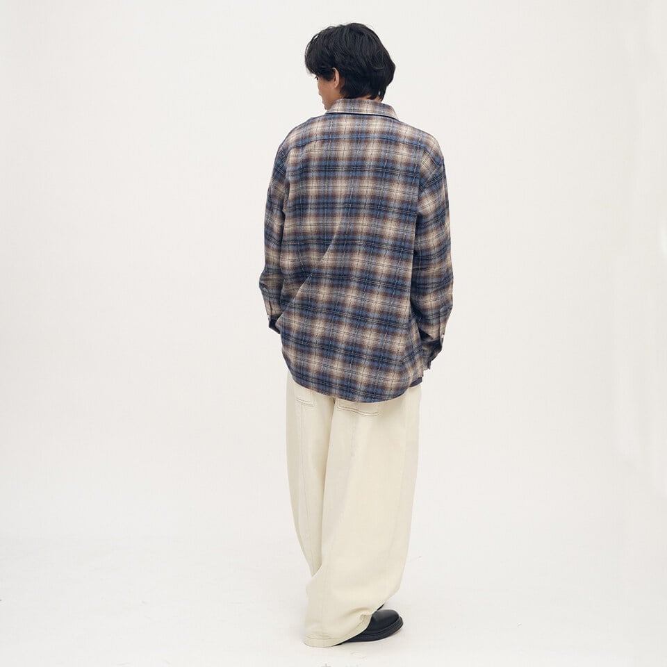 OPM3316-252 臘腸狗狗滑板格紋襯衫