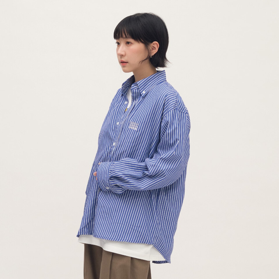 日常條紋長袖襯衫