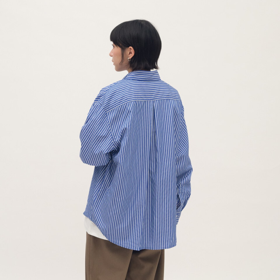 日常條紋長袖襯衫