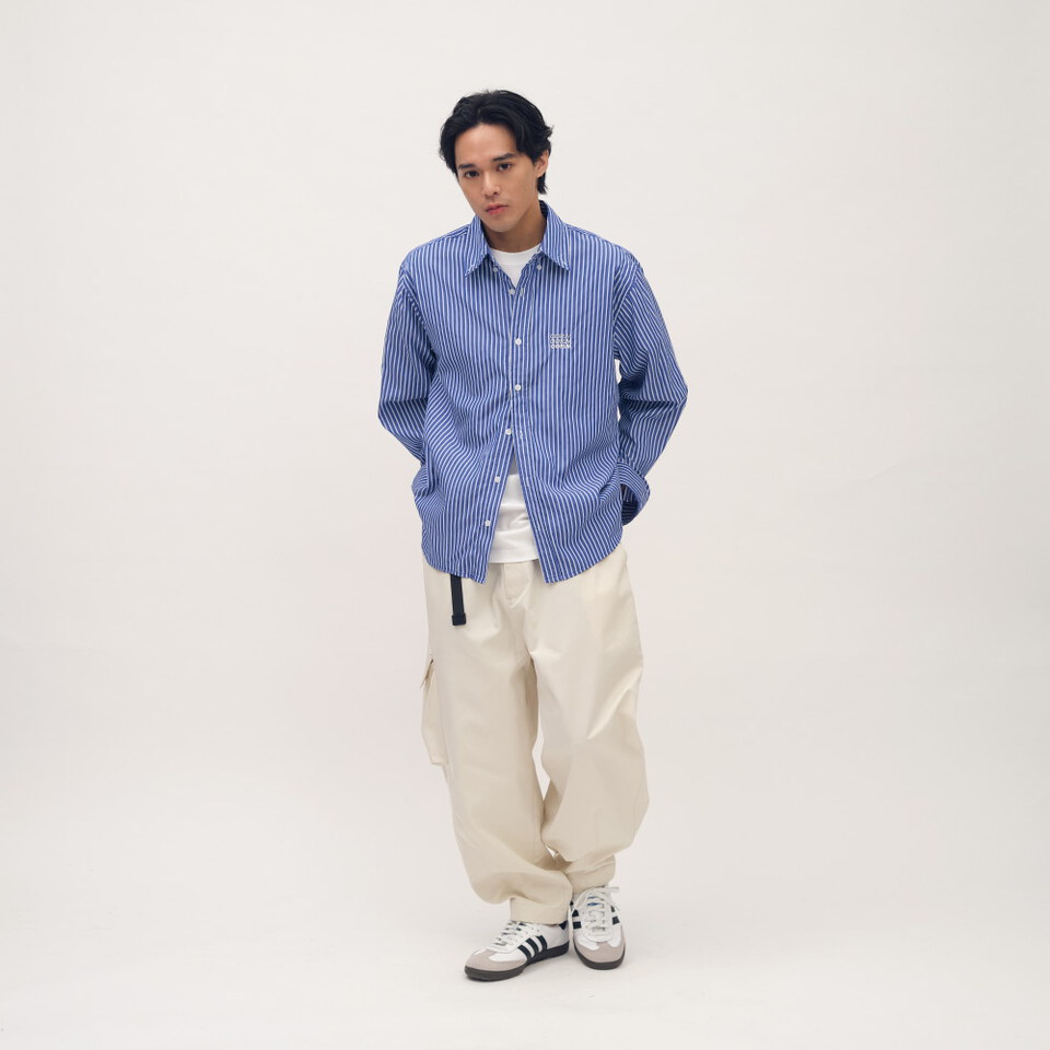 日常條紋長袖襯衫