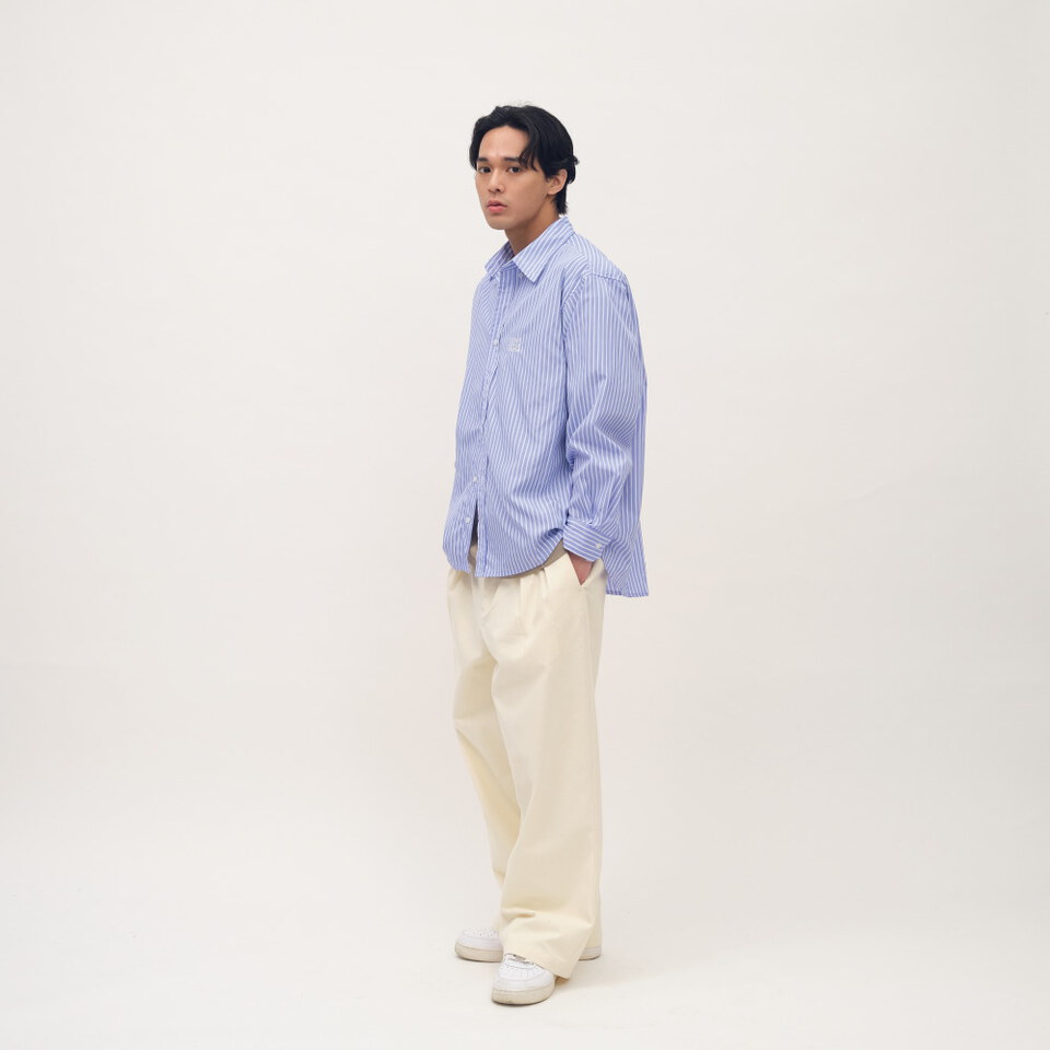 日常條紋長袖襯衫