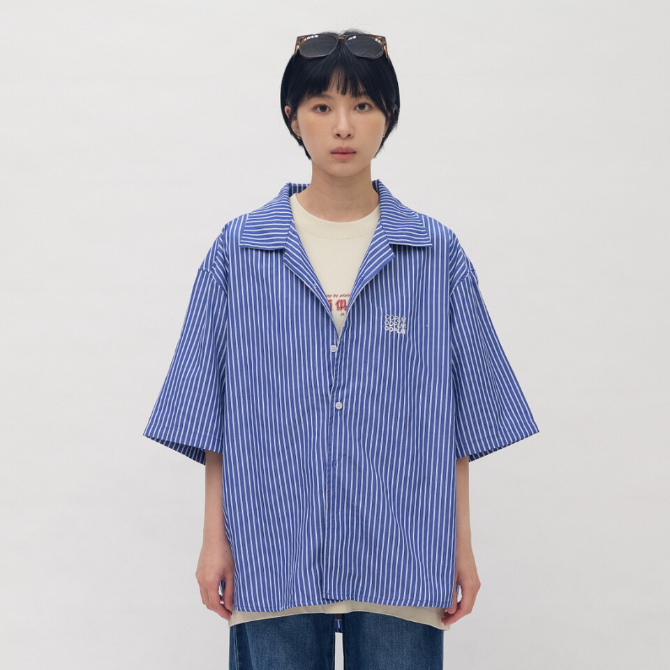 日常條紋短袖襯衫