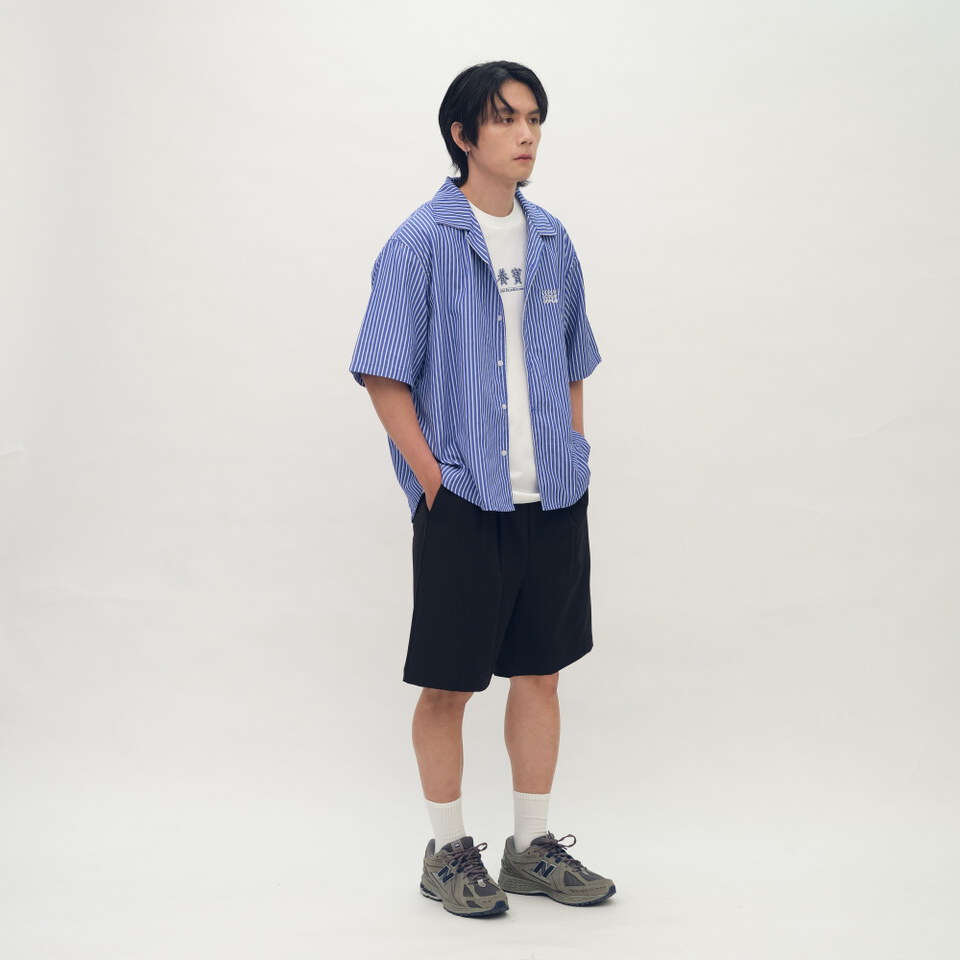 日常條紋短袖襯衫