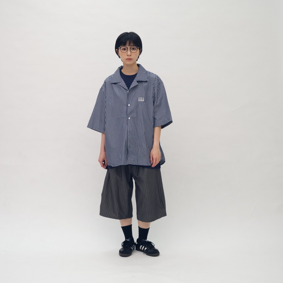 日常條紋短袖襯衫