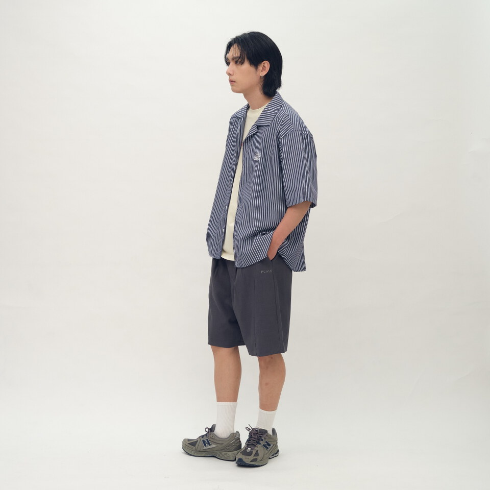日常條紋短袖襯衫