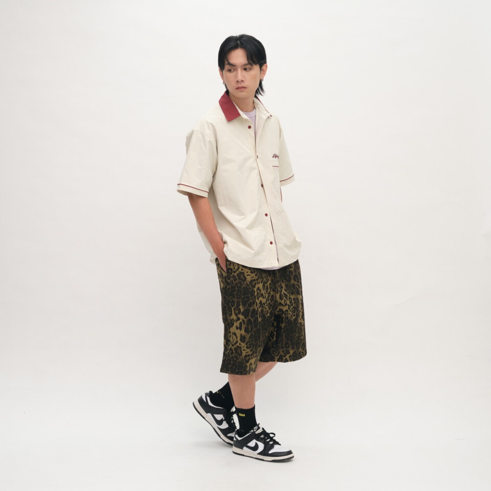 撞色圖像工作襯衫