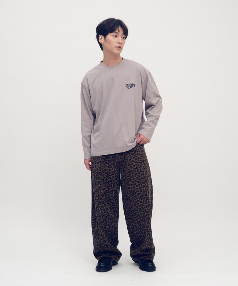 OPM3806-252 棉質豹紋闊腿褲