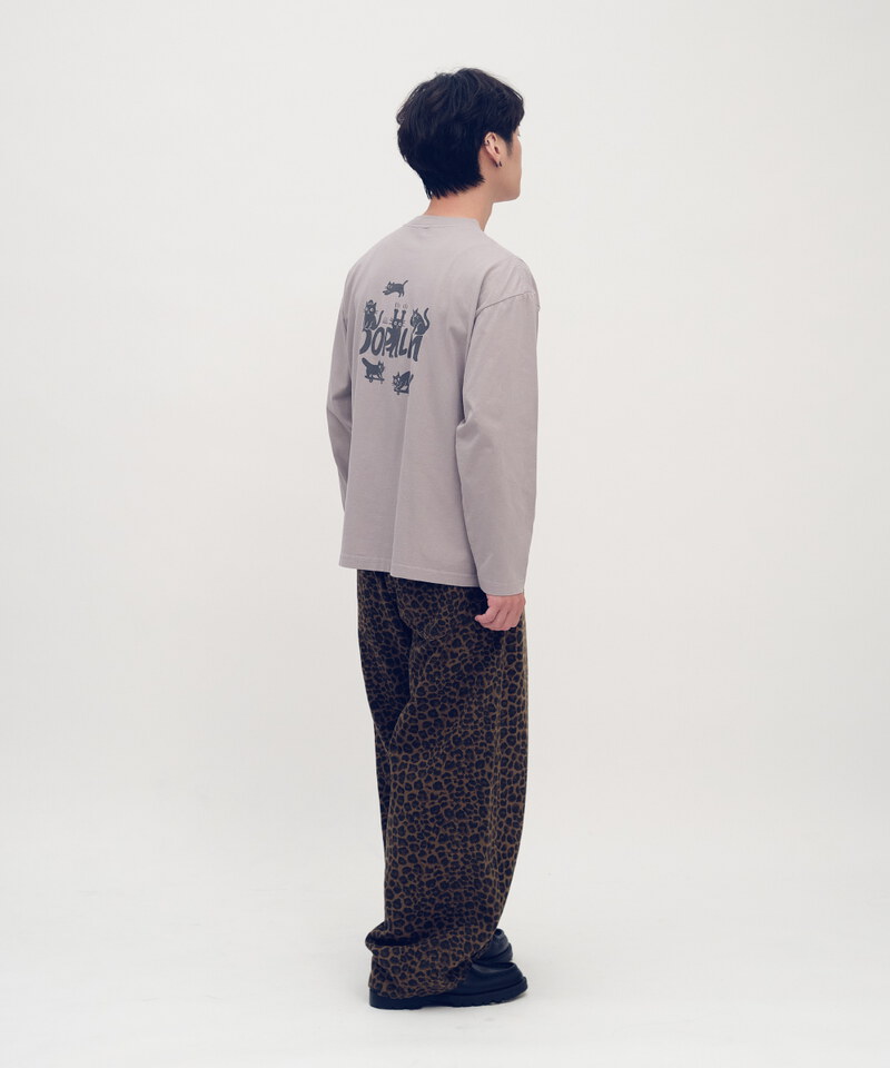 OPM3806-252 棉質豹紋闊腿褲