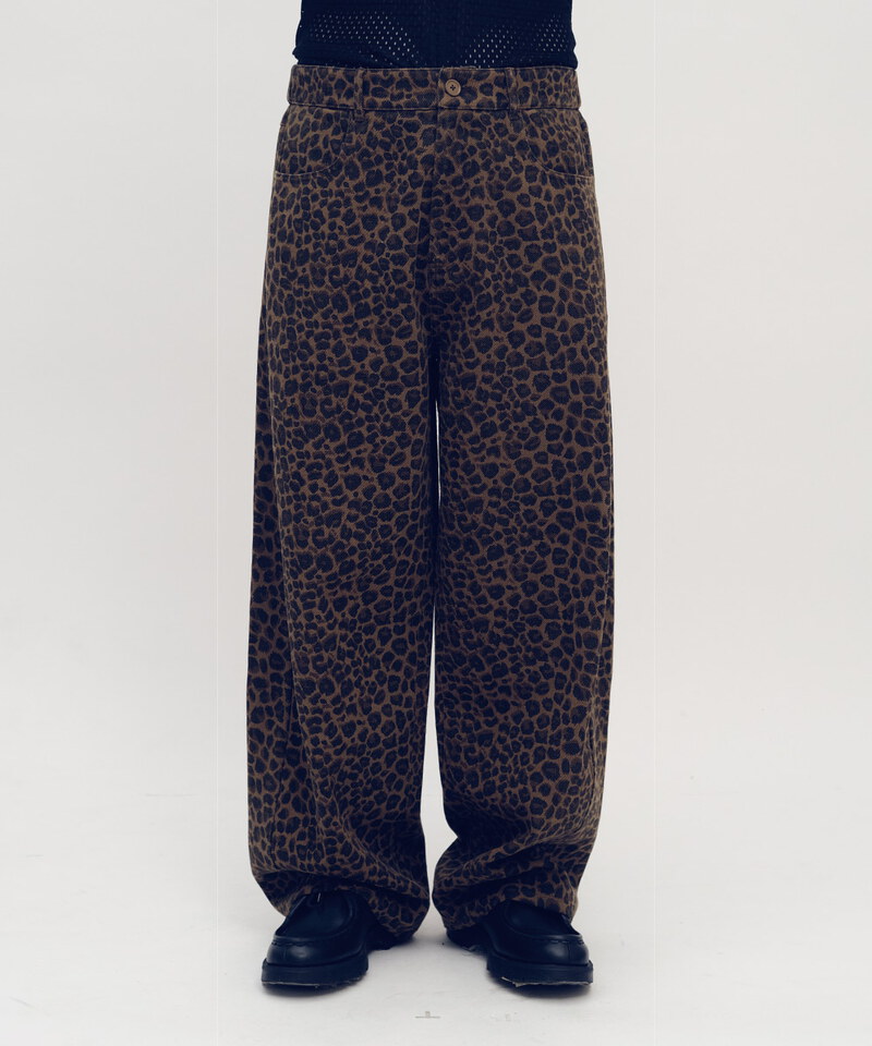 OPM3806-252 棉質豹紋闊腿褲