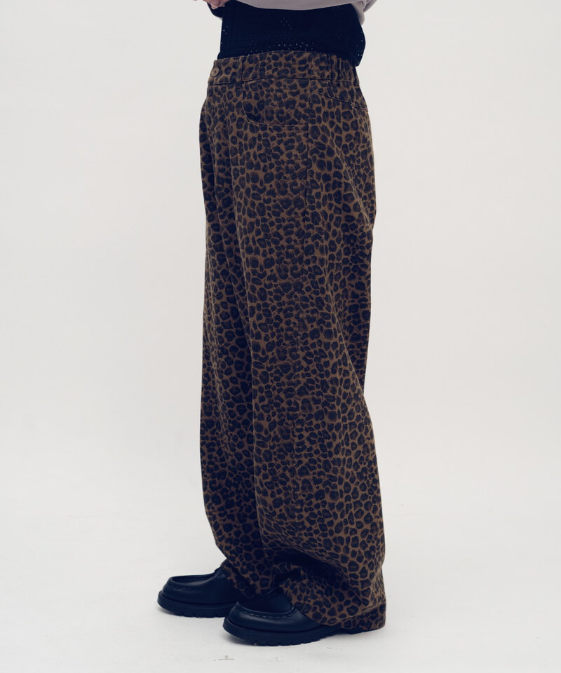 OPM3806-252 棉質豹紋闊腿褲