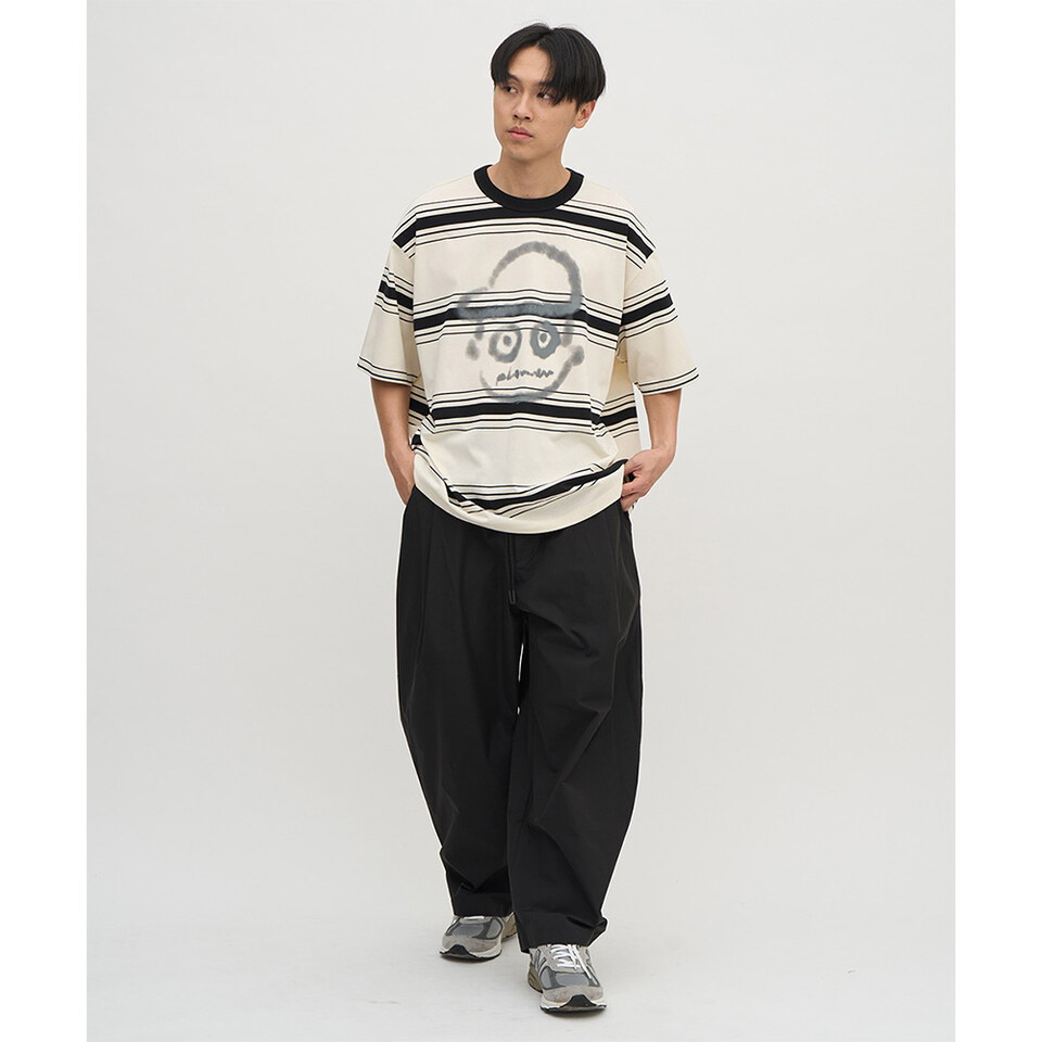 OPM4007-251 防潑水立體剪裁錐寬褲