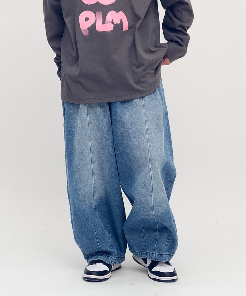 OPM4009-252 日常刷色牛仔燈籠褲