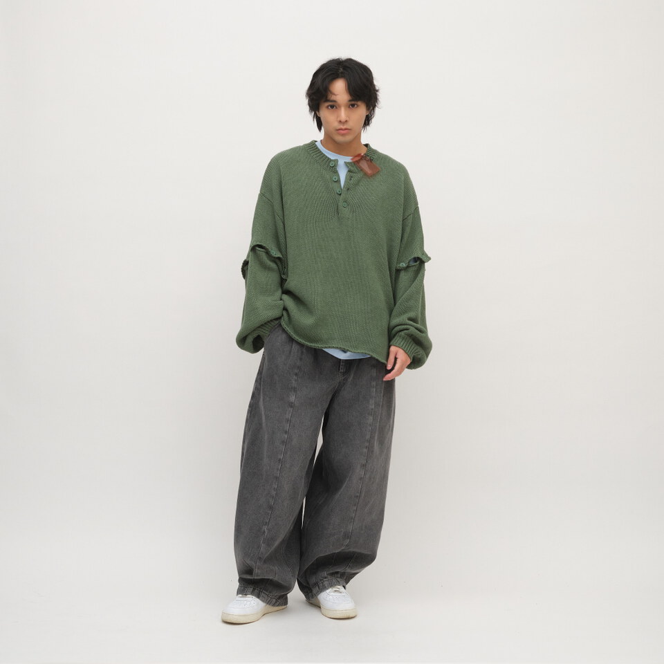 日常刷色牛仔燈籠褲