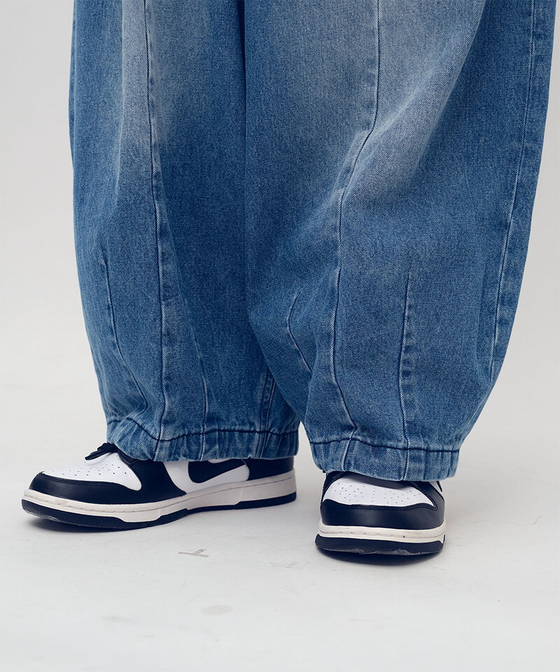 日常刷色牛仔燈籠褲