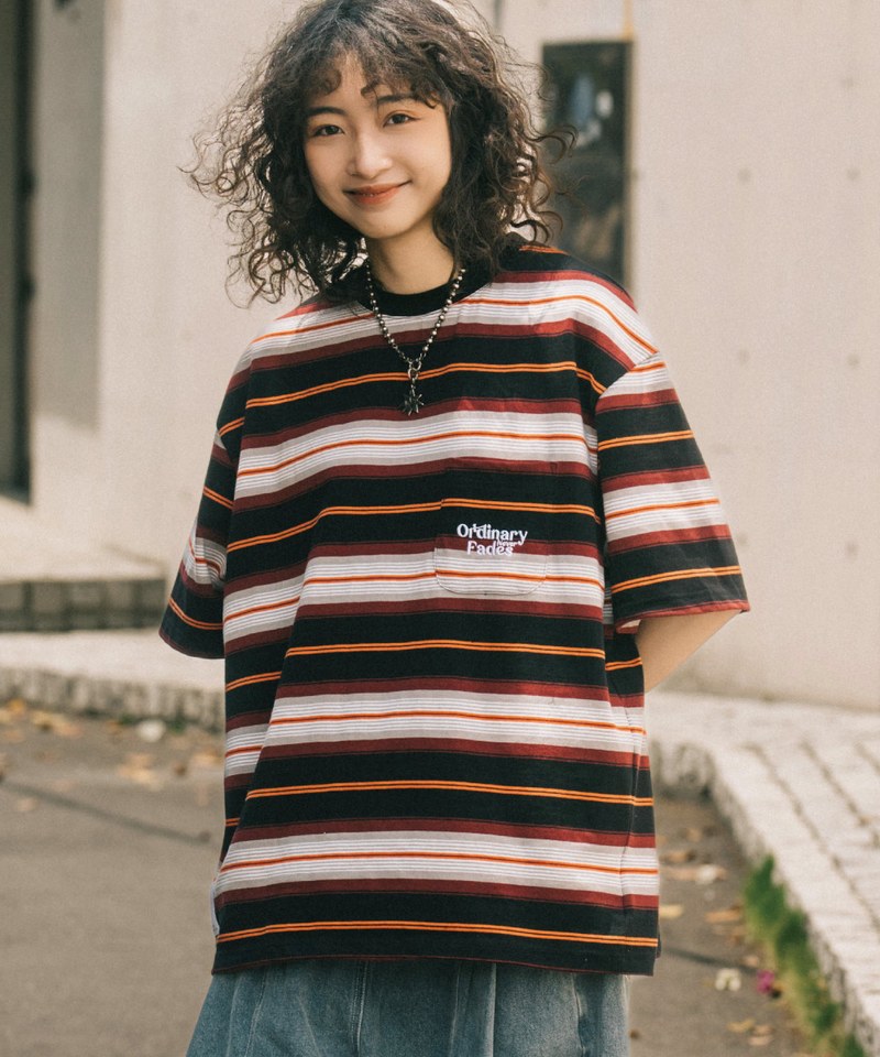 漸層彩虹口袋橫條TEE