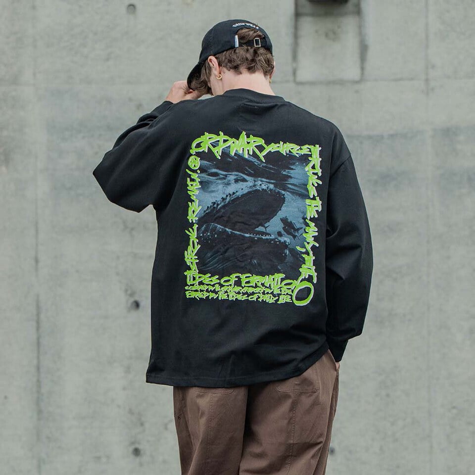 ORD0177-252 鯨魚照片塗鴉長TEE