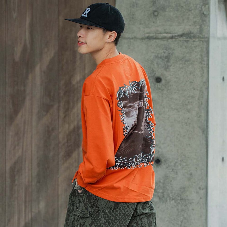 ORD0177-252 鯨魚照片塗鴉長TEE