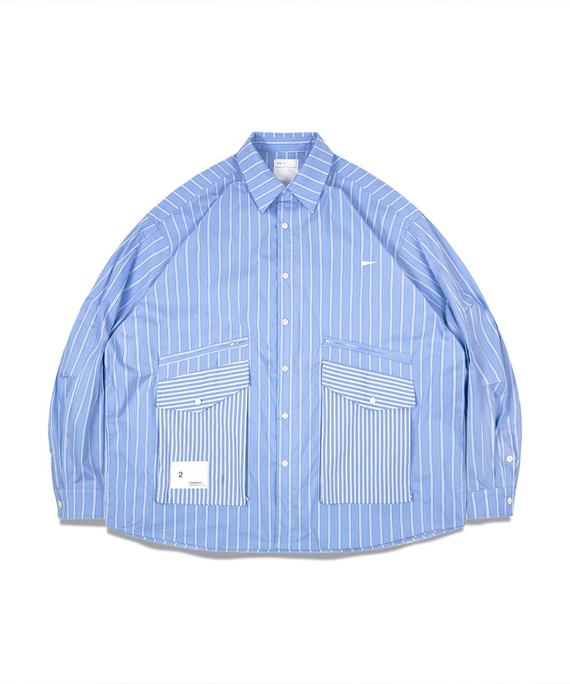 ORDINARY 口袋直紋拼接襯衫