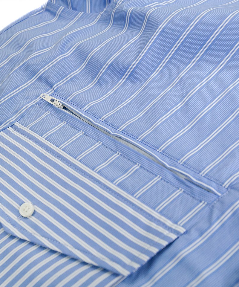 ORDINARY 口袋直紋拼接襯衫