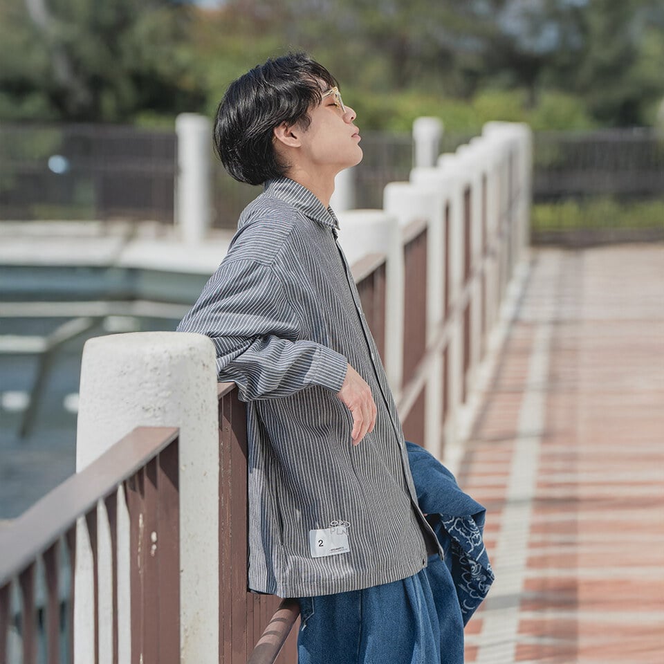 ORD0211-261 ORDINARY X PLAIN ME 可拆條紋襯衫