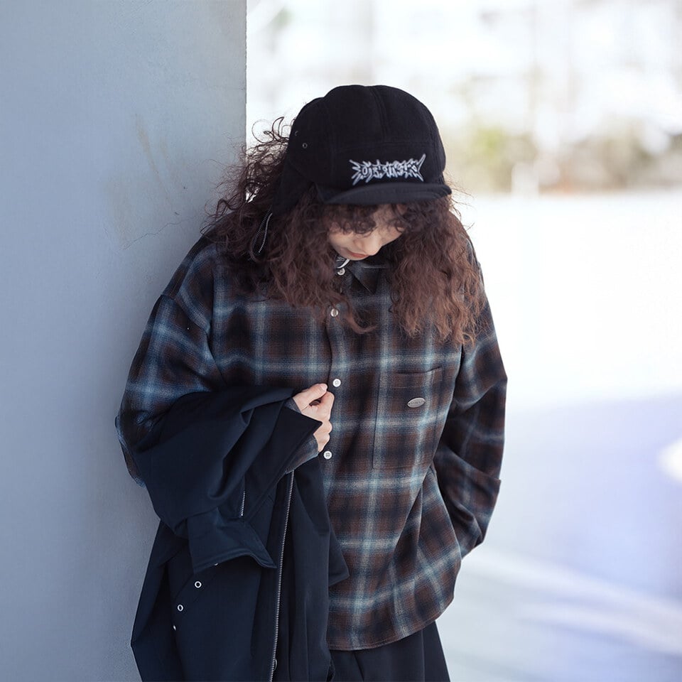 可拆頭巾格紋短版襯衫2.0