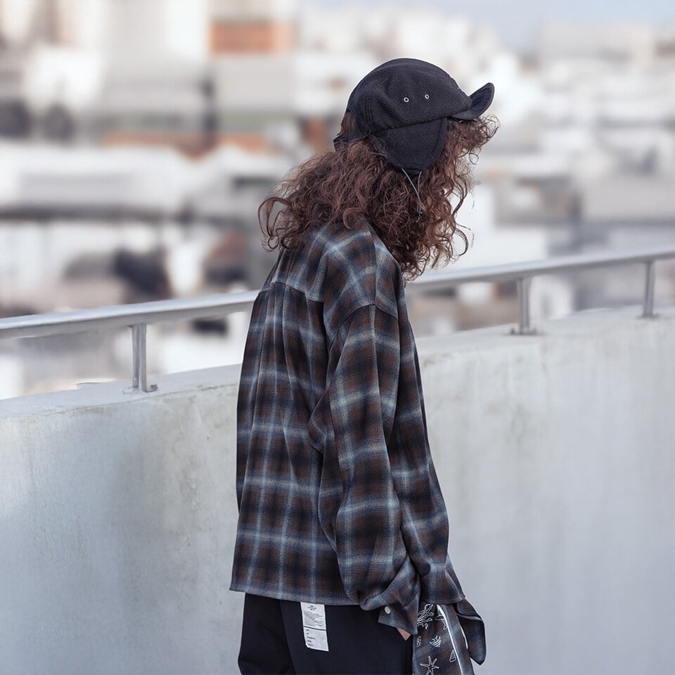 可拆頭巾格紋短版襯衫2.0