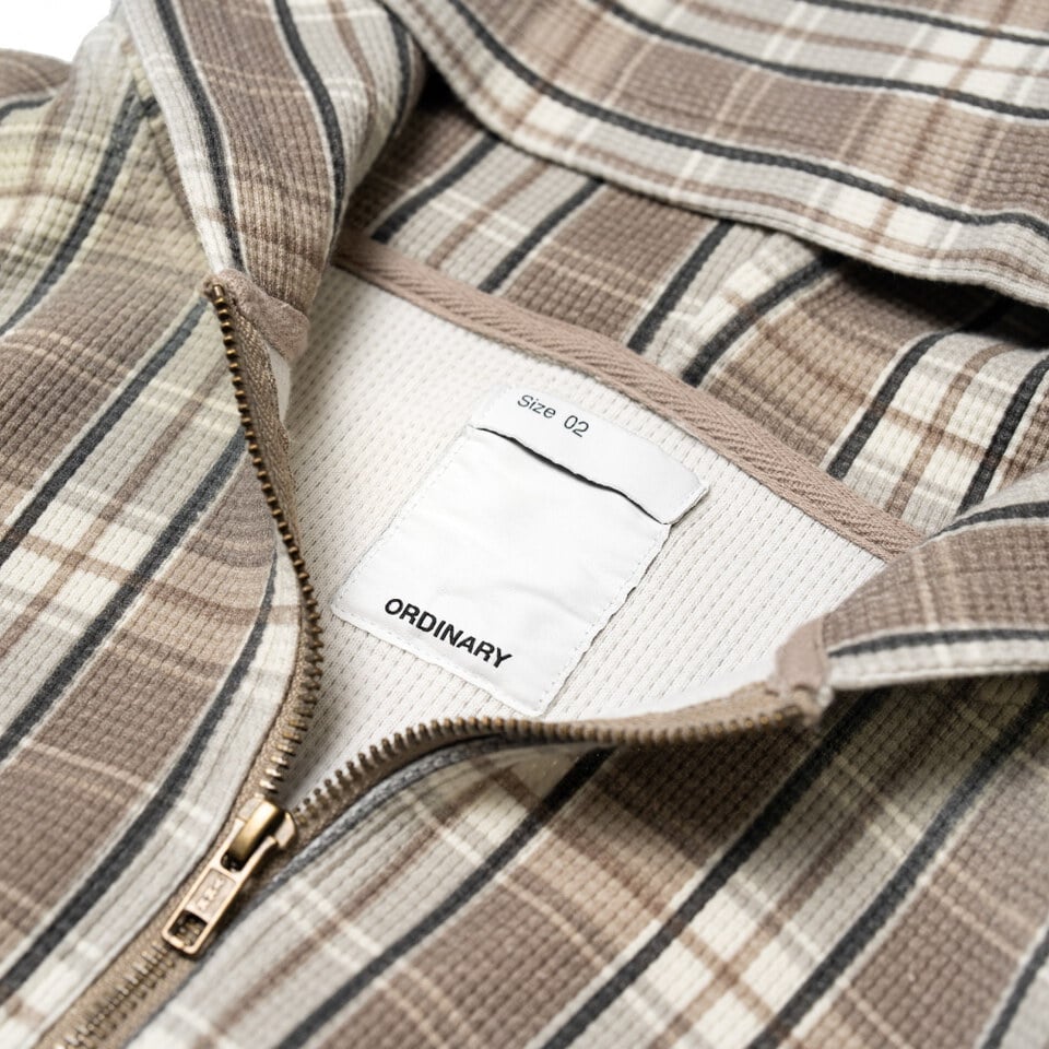 格紋水洗華夫格帽拉