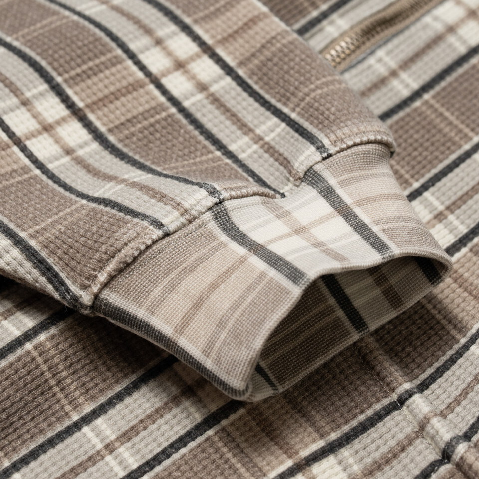 格紋水洗華夫格帽拉