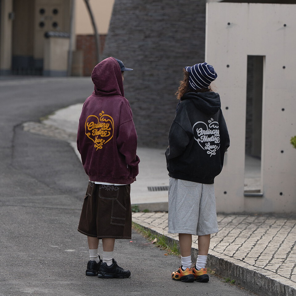 ORD0705-261 水洗鏈目繡愛心海浪帽拉