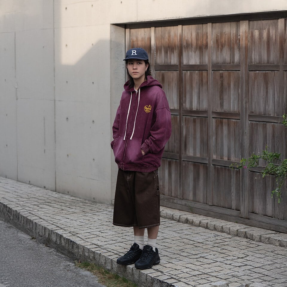 ORD0705-261 水洗鏈目繡愛心海浪帽拉