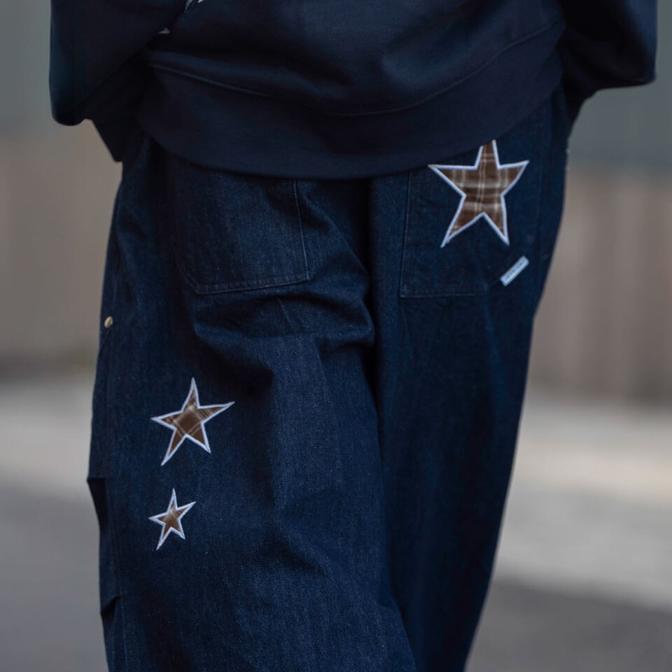 格紋星星貼布燈籠褲