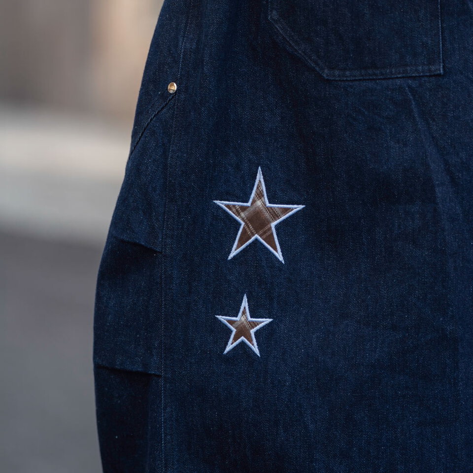 格紋星星貼布燈籠褲