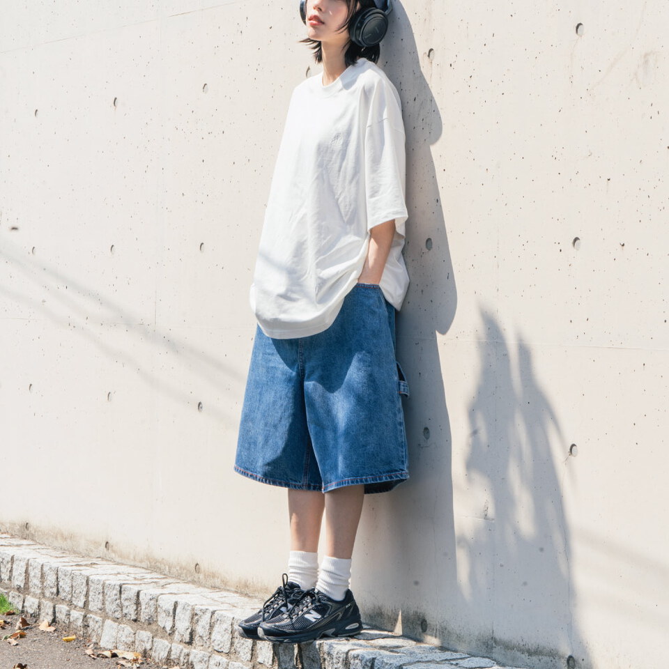 ORD1716-261 六分LOGO水洗牛仔短褲