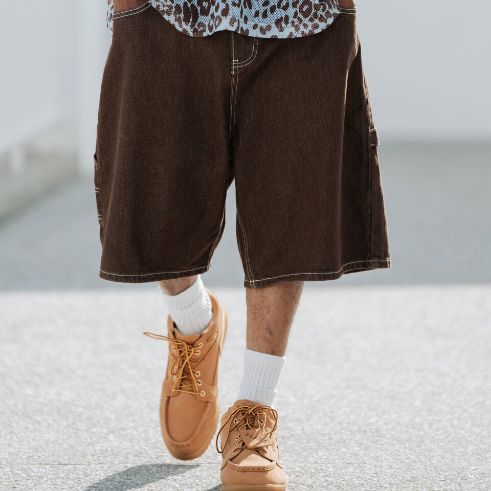 ORD1716-261 六分LOGO水洗牛仔短褲