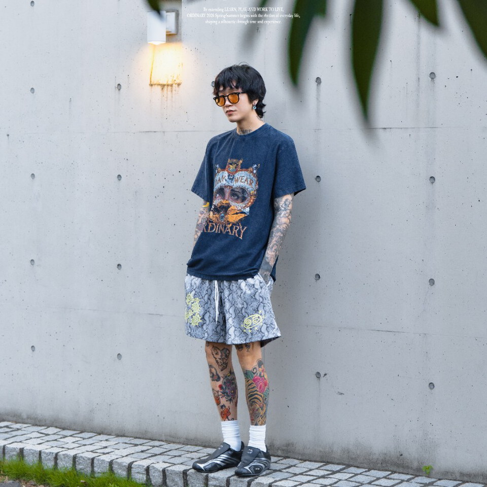 塗鴉蛇紋網眼球褲