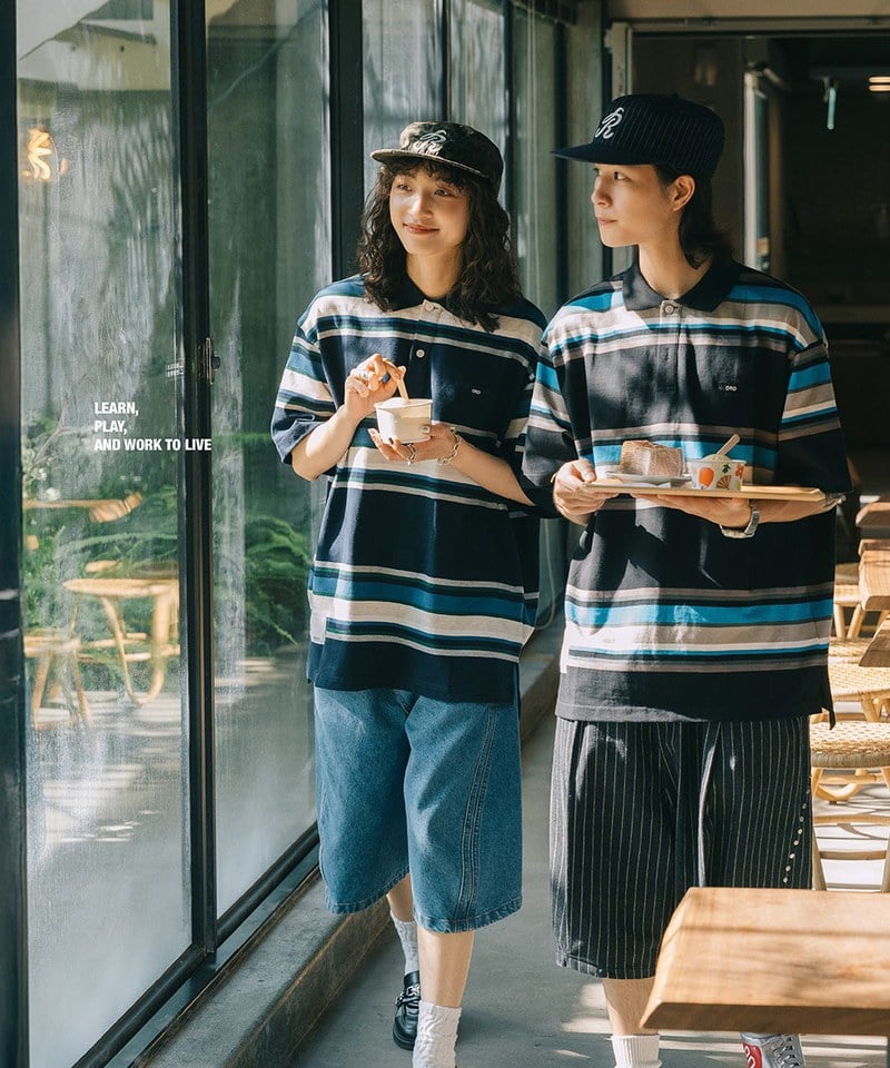 寬條紋城市POLO衫
