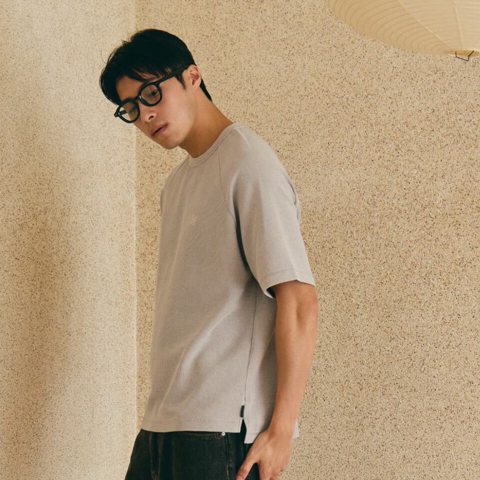 華夫格水洗Boxy TEE EMBROIDERY WAFFLE TEE
