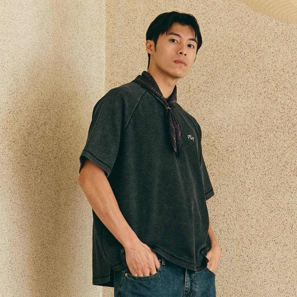 PBP0007-261 華夫格水洗Boxy TEE EMBROIDERY WAFFLE TEE