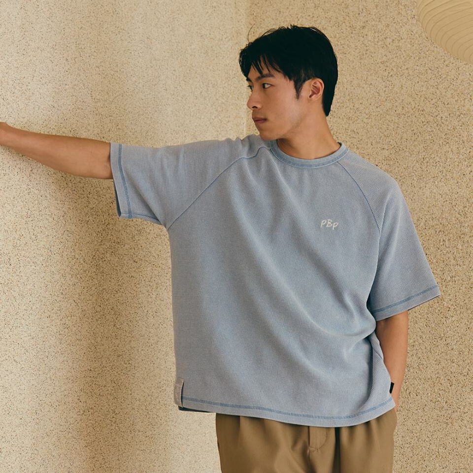 華夫格水洗Boxy TEE EMBROIDERY WAFFLE TEE