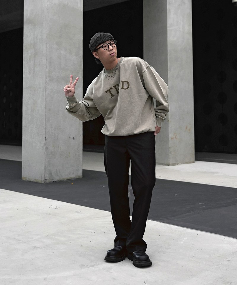 鎖鏈繡字水洗大學Ｔ TPFD VINTAGE SWEATSHIRT