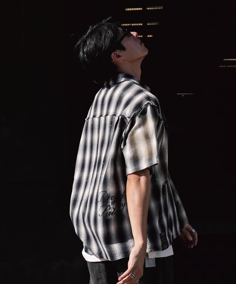 PBP0208-252 格紋寬短版襯衫 DISTRESSED VINTAGE SHIRTS