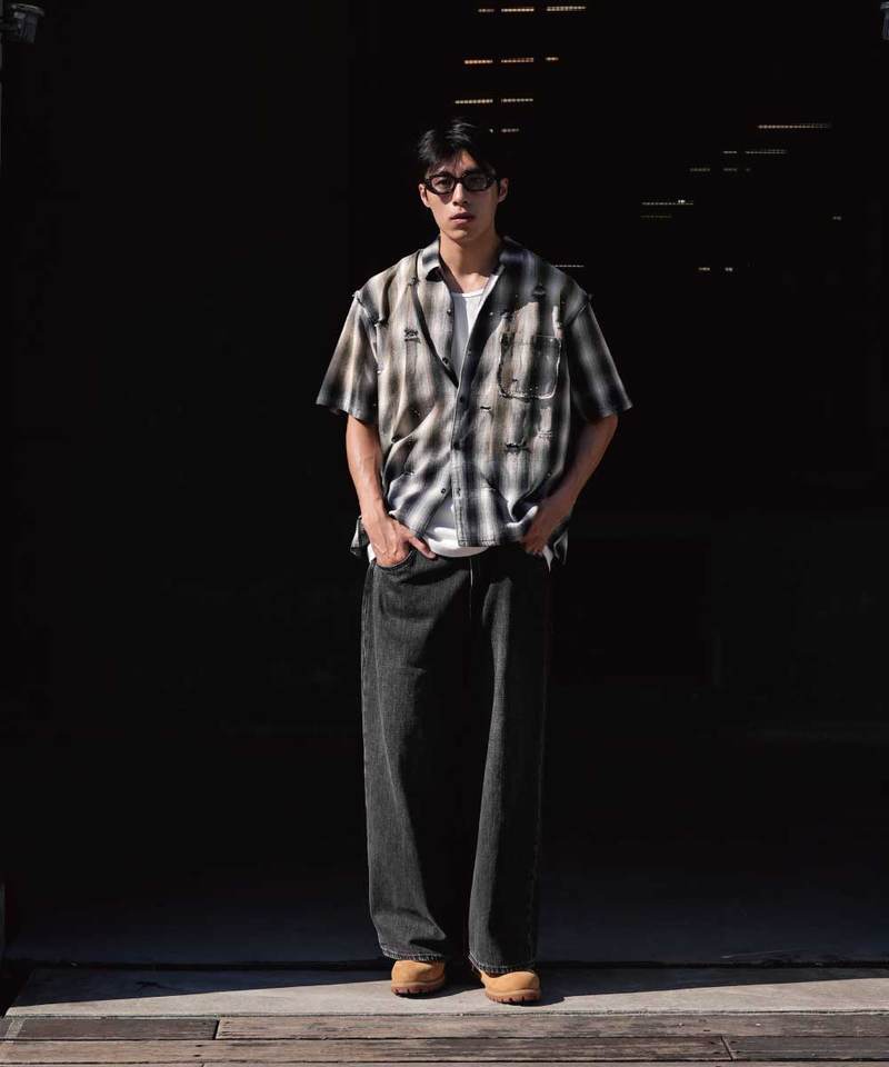 PBP0208-252 格紋寬短版襯衫 DISTRESSED VINTAGE SHIRTS