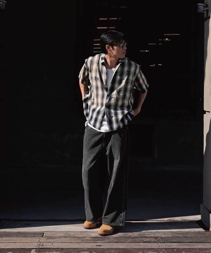 PBP0208-252 格紋寬短版襯衫 DISTRESSED VINTAGE SHIRTS