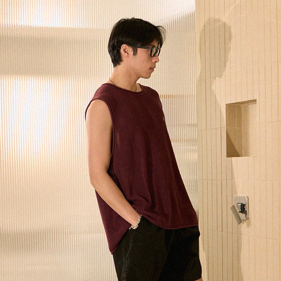 PBP0505-261 刺繡粗針織背心 LYOCELL KNIT VEST