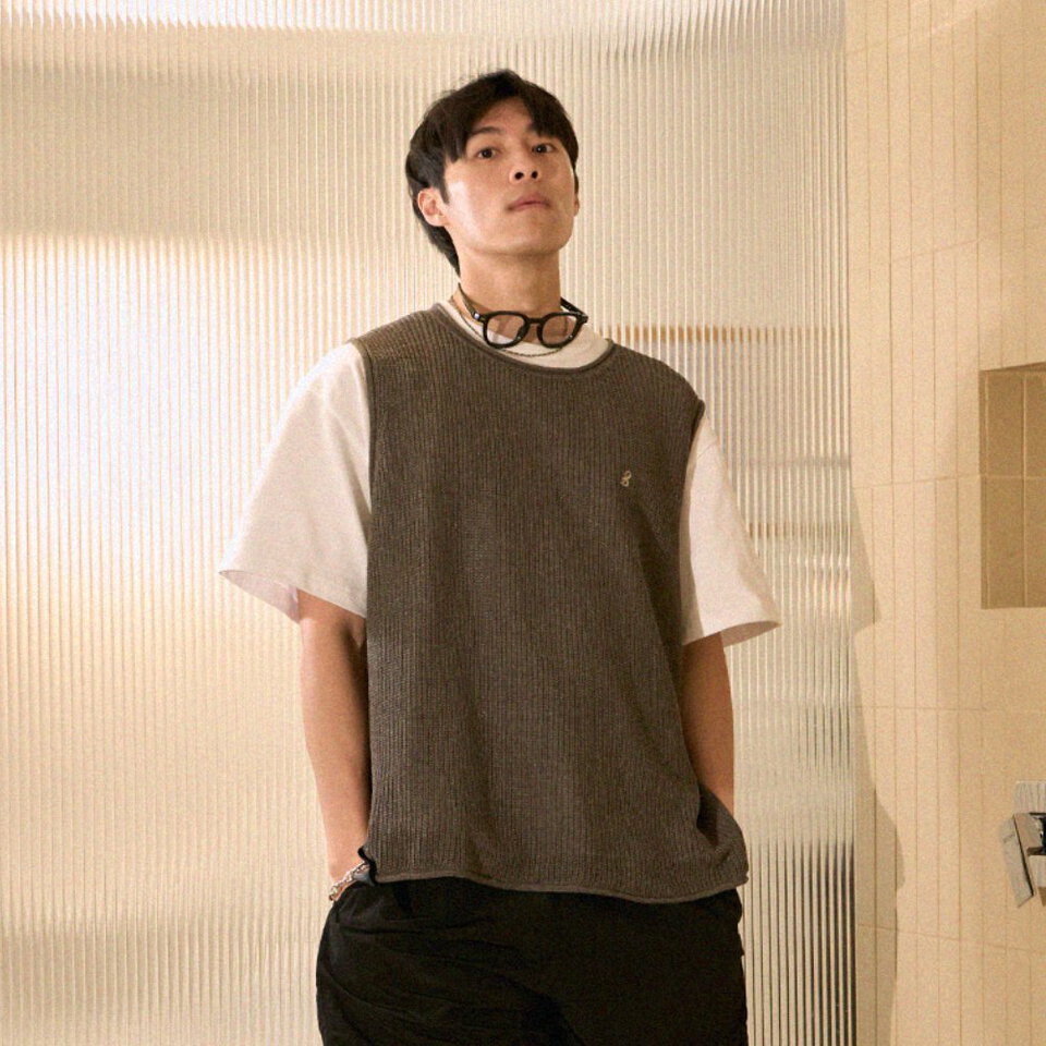 PBP0505-261 刺繡粗針織背心 LYOCELL KNIT VEST