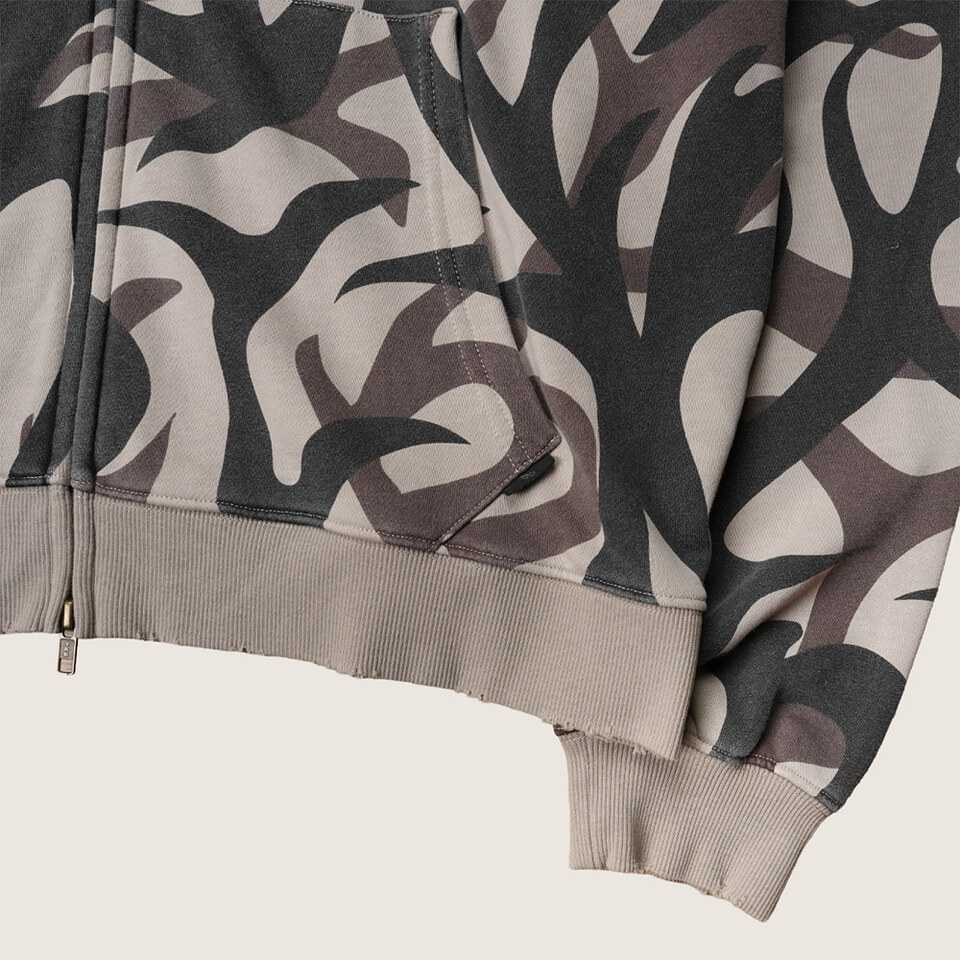 滿版迷彩做舊連帽外套 VINTAGE PATTERN HOODED JACKET