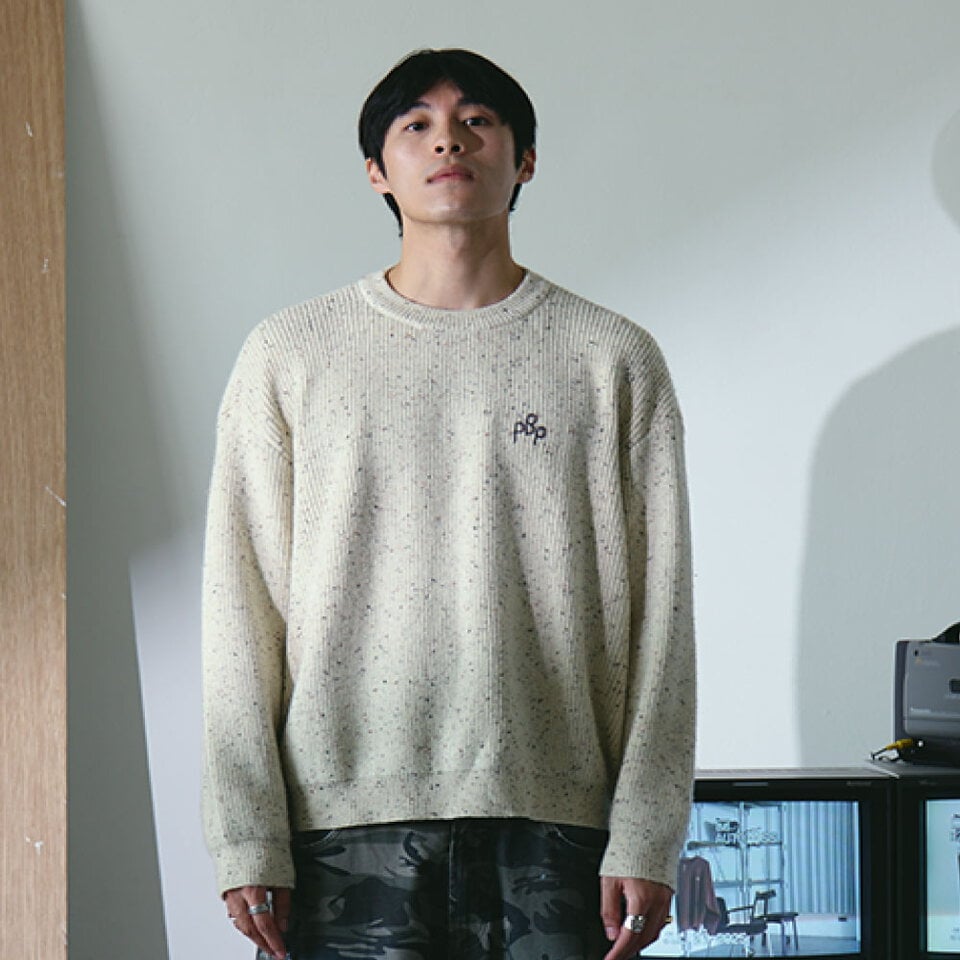 PBP1109-252 彩點紗手繡LOGO 毛衣