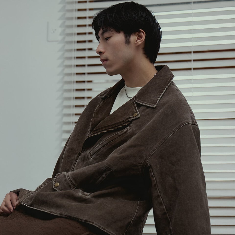 PBP1112-261 做舊翻領騎士外套 WASHED BIKER JACKET