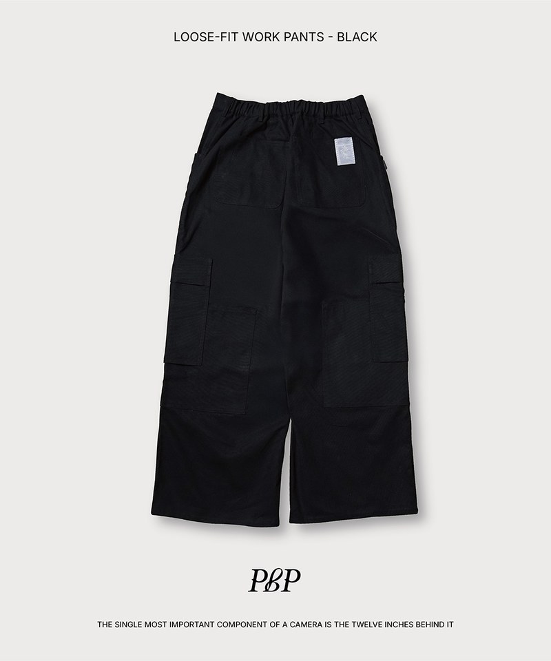 多口袋寬直筒工裝褲 LOOSE-FIT WORK PANTS